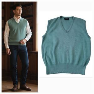 Vintage Christian Dior Sleeveless Knit Logo Sweater Vest in Sage Green Size L